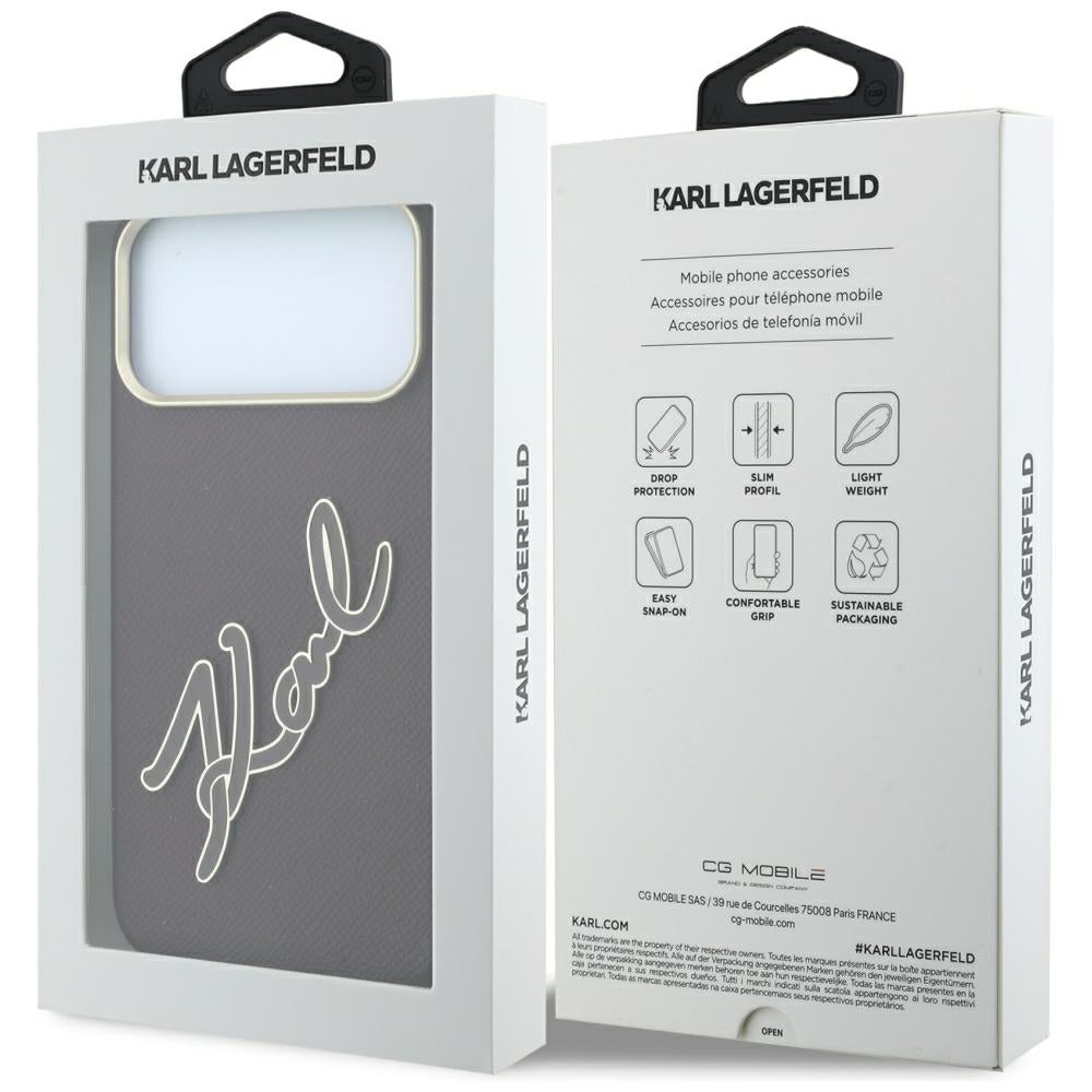Funda para Apple iPhone 18 Pro Max / 17 Pro Max, Karl Lagerfeld, Logo de Resina Grande Suave, Burdeos