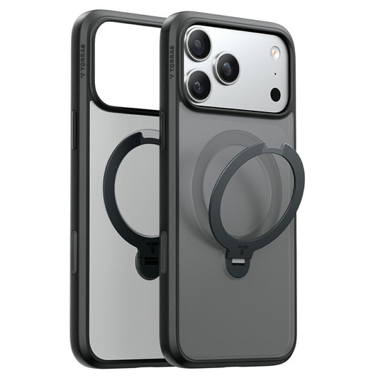 Funda MagSafe para Apple iPhone 18 Pro Max / 17 Pro Max, Torras, Ostand Spin, Negra