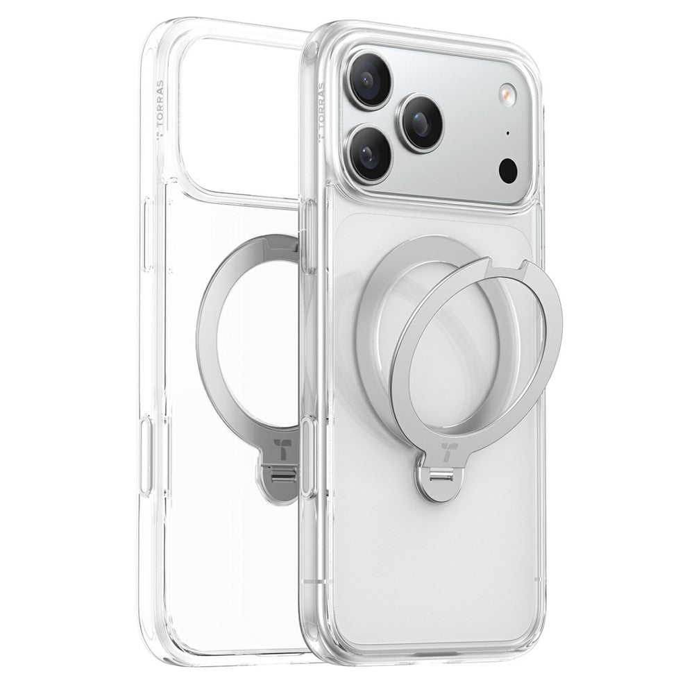 Funda MagSafe para Apple iPhone 18 Pro Max / 17 Pro Max, Torras, Ostand Spin, Transparente