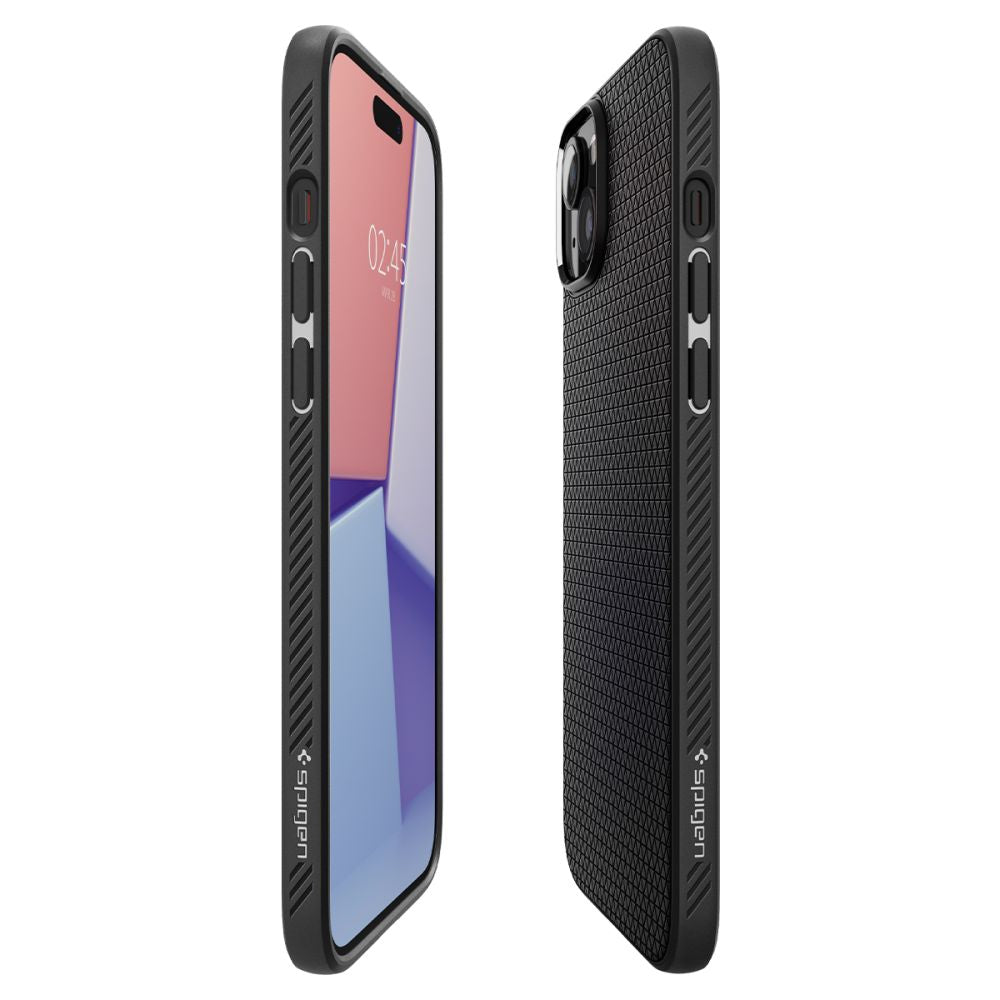 Funda para Apple iPhone 15 Plus, Spigen, Liquid Air Matte, Negro ACS06650 