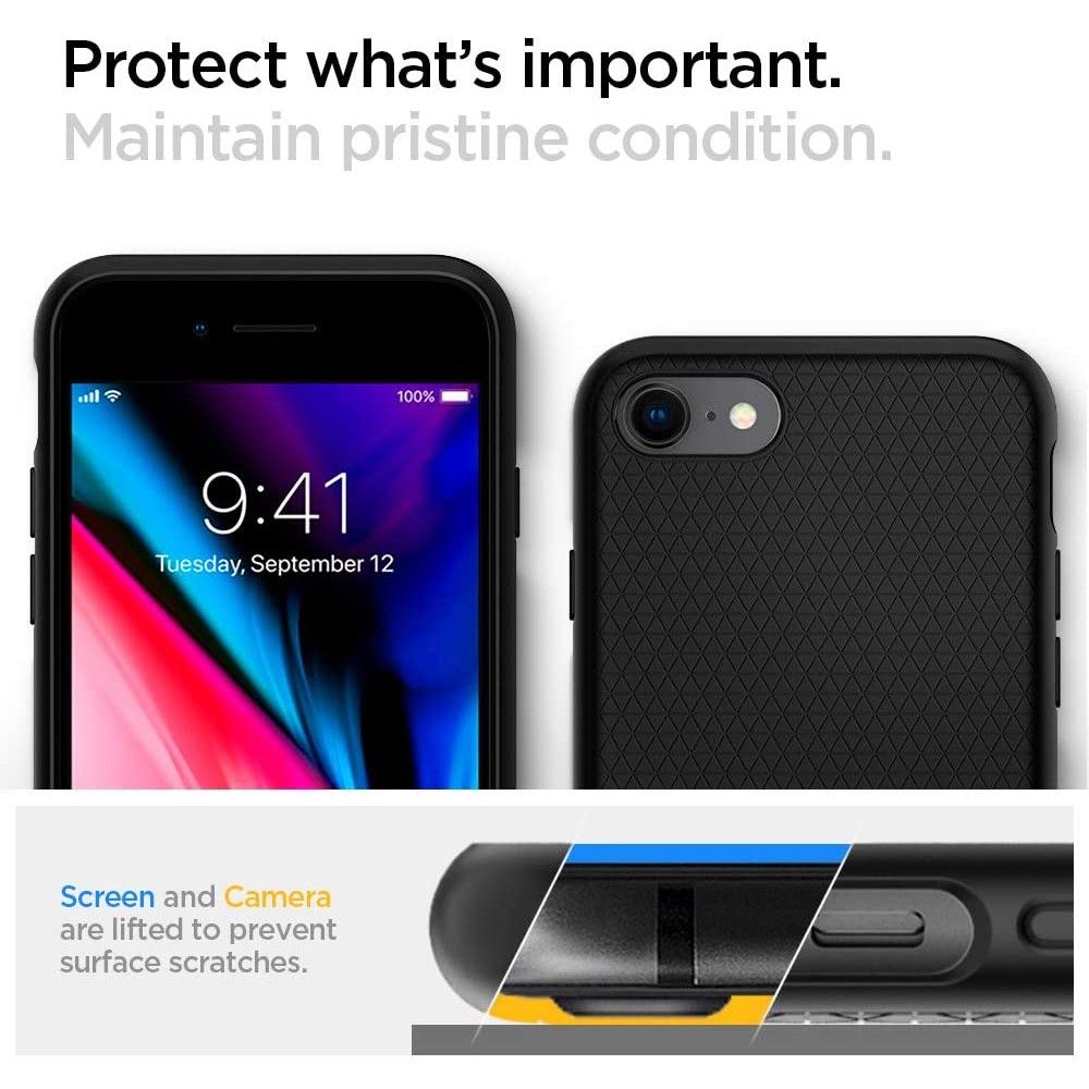 Funda para Apple iPhone SE (2022) / SE (2020) / 8 / 7, Spigen, Liquid Air, Negra 042CS20511
