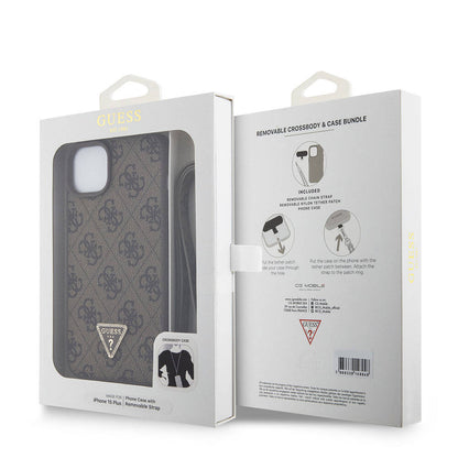 Funda para Apple iPhone 15 Plus, Guess, Crossbody 4G Metal Logo, Marrón, Reacondicionada