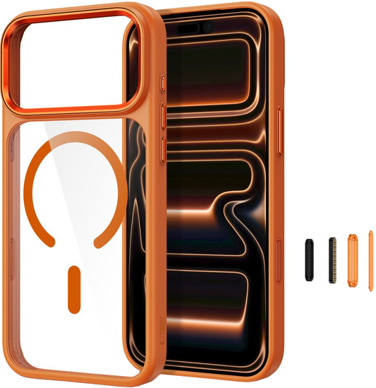 Funda para Apple iPhone 18 Pro / 17 Pro, Tech-Protect, Magmat CC, Naranja Transparente