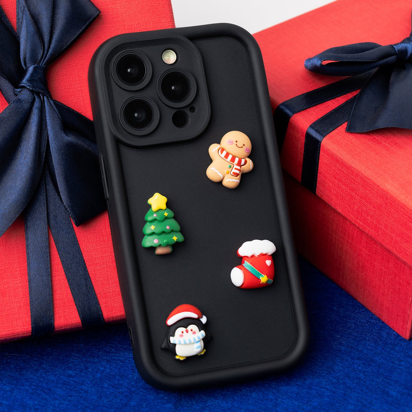 Funda para Apple iPhone 15 Pro, OEM, Ultra Trendy 3D Christmas, Negra