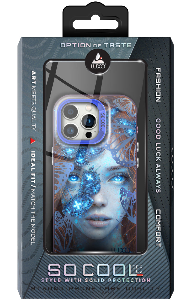 Funda para Apple iPhone 14 Pro Max, LUXO So CooL, ArcadiA Butterfly Girl, Multicolor