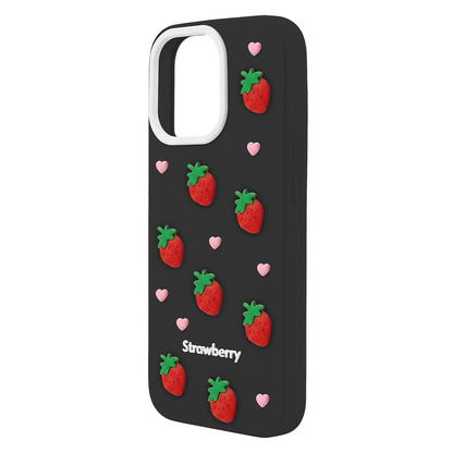 Funda para Apple iPhone 16 Pro, OEM, Strawberry, Negra