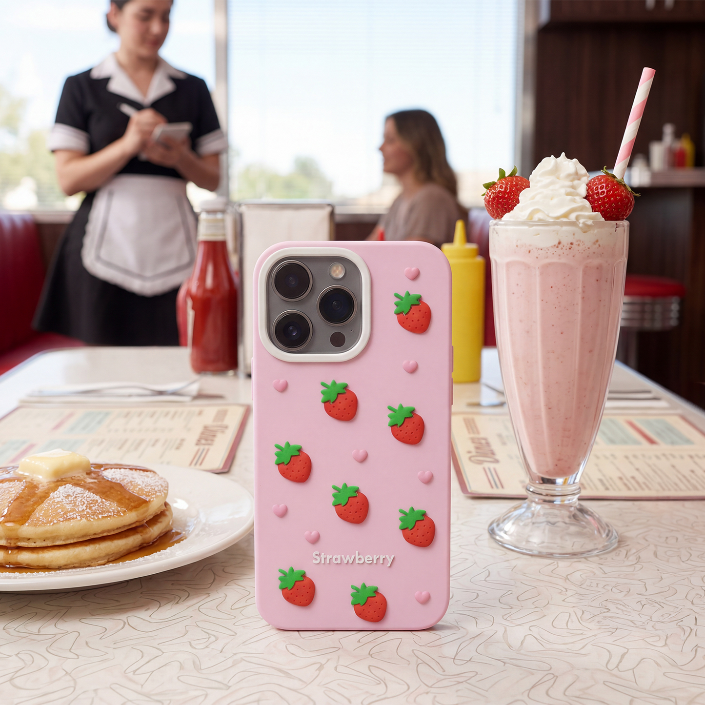 Funda para Apple iPhone 15 / 14 / 13, OEM, Fresa, Rosa