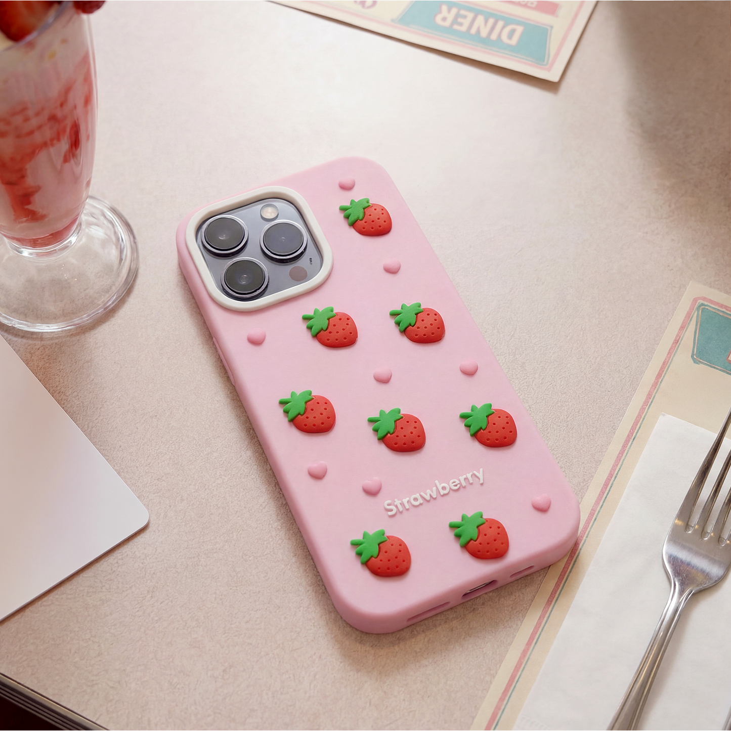 Funda para Apple iPhone 15 / 14 / 13, OEM, Fresa, Rosa