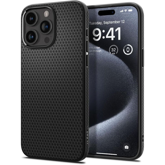 Funda para Apple iPhone 15 Pro, Spigen, Liquid Air Matte, Negro ACS06704 