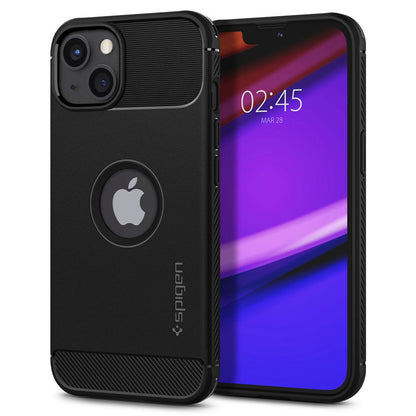 Funda para Apple iPhone 13, Spigen, Rugged Armor, Negra ACS03518