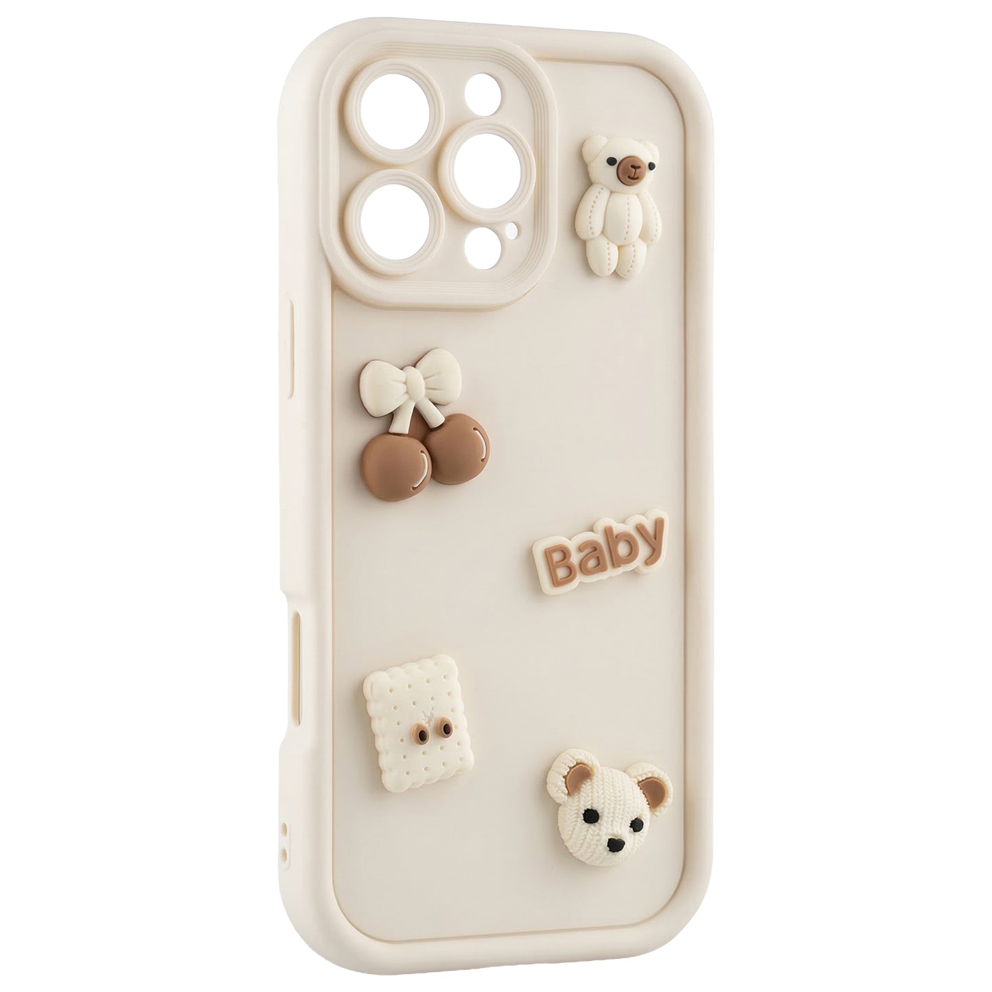 Funda para Apple iPhone 14, OEM, Ultra Trendy 3D Bear, Beige
