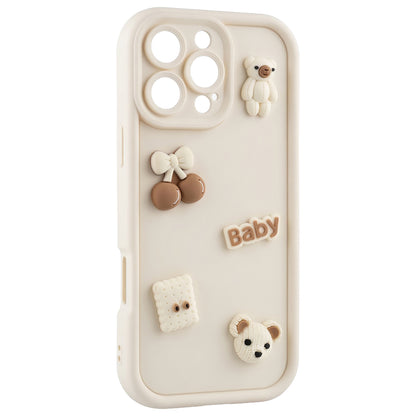 Funda para Apple iPhone 14, OEM, Ultra Trendy 3D Bear, Beige
