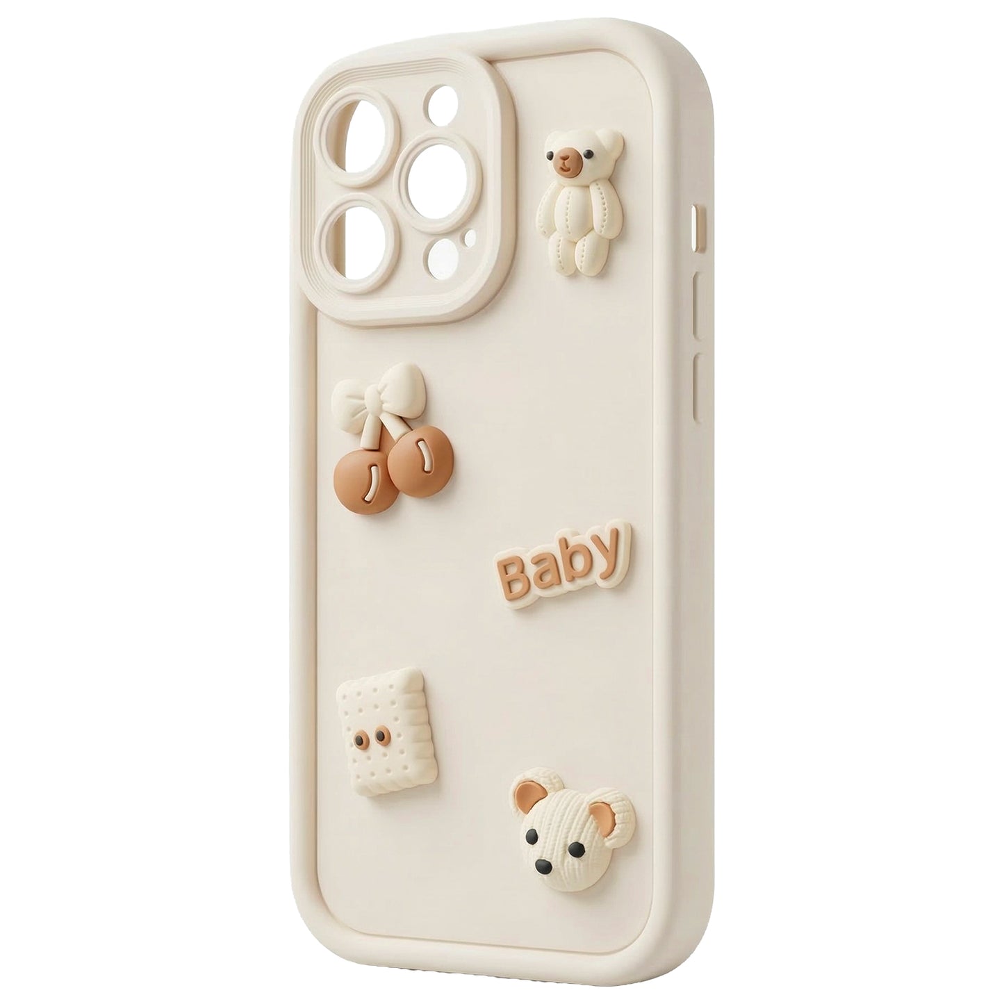 Funda para Apple iPhone 14, OEM, Ultra Trendy 3D Bear, Beige