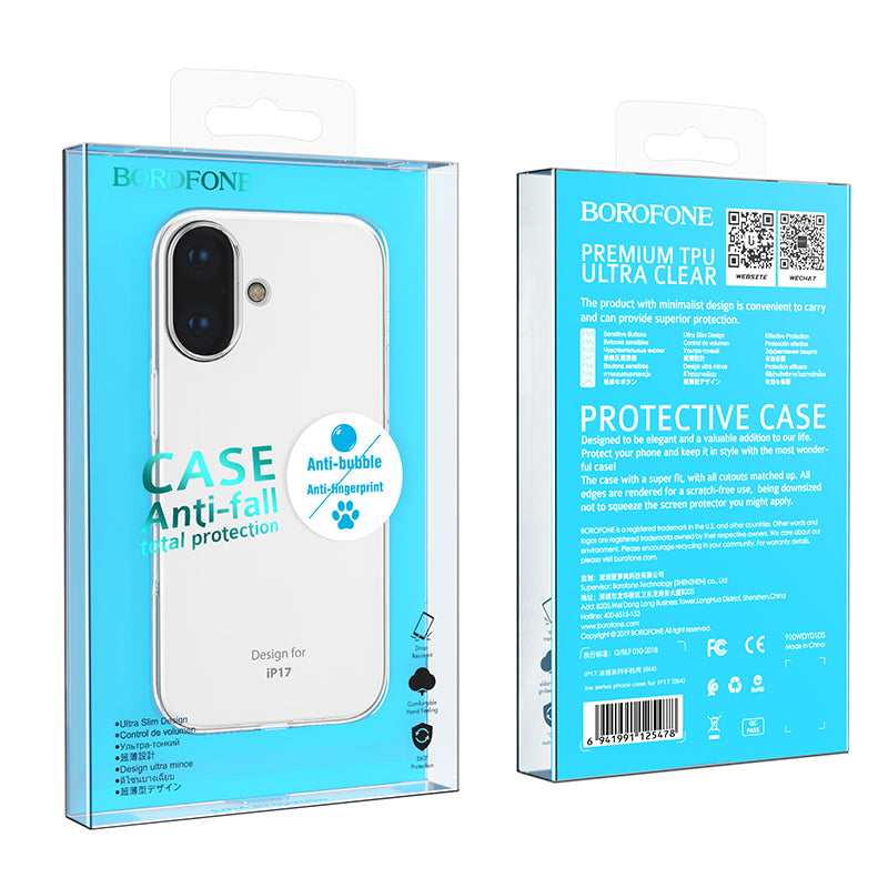 Funda para Apple iPhone 17, Borofone, BI4 Ice, Transparente