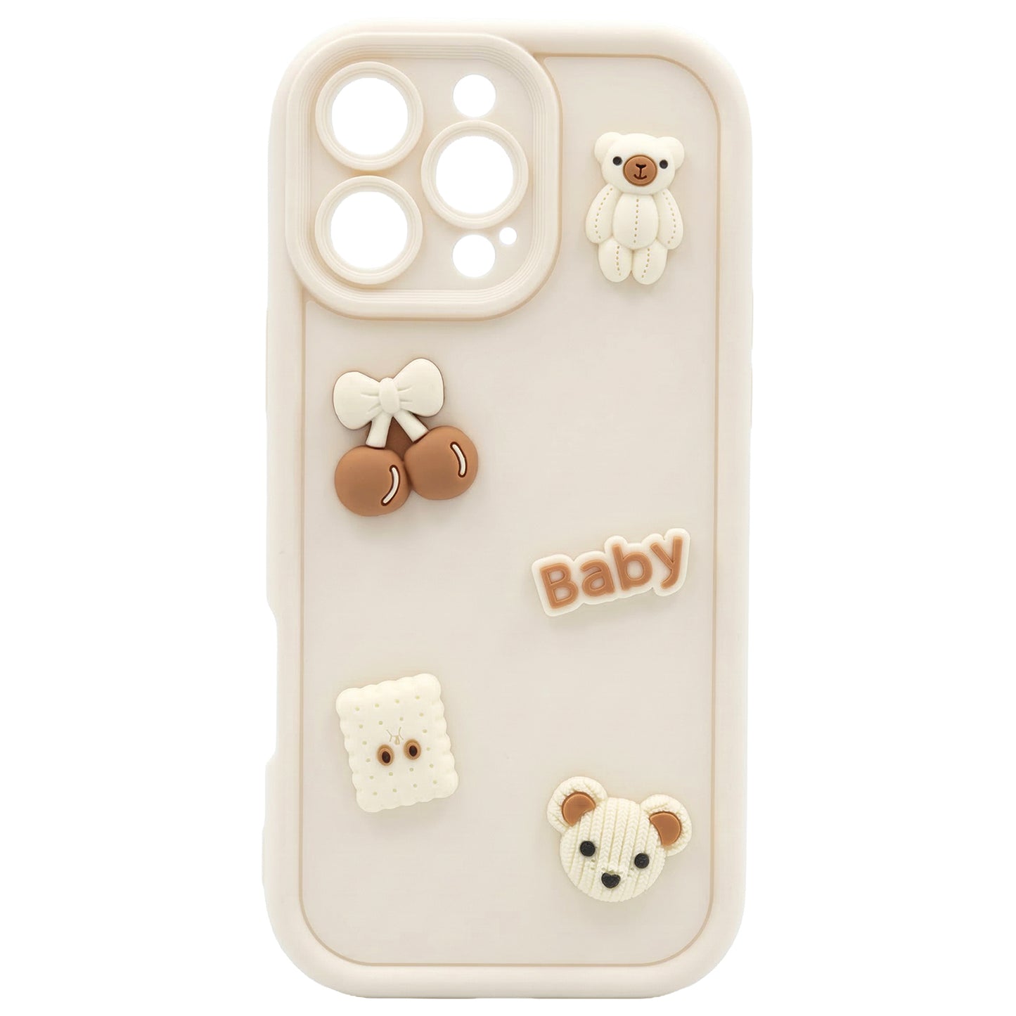 Funda para Apple iPhone 14, OEM, Ultra Trendy 3D Bear, Beige