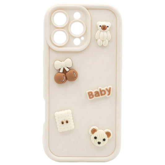 Funda para Apple iPhone 15 Pro, OEM, Ultra Trendy 3D Bear, Beige