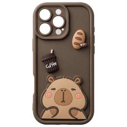 Funda para Apple iPhone 14, OEM, Ultra Trendy 3D Capybara, Marrón