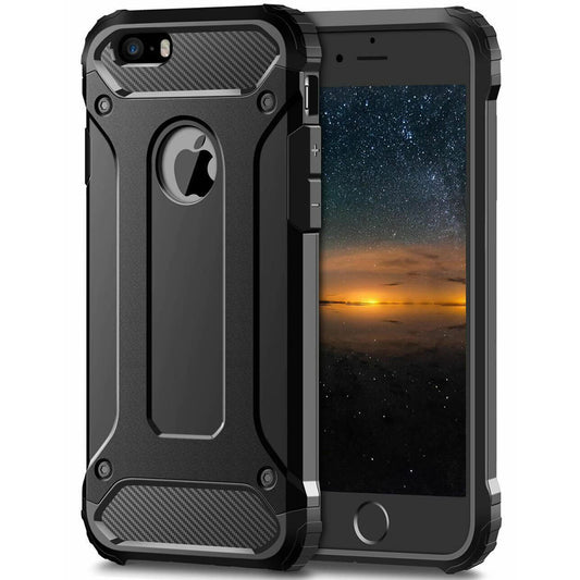 Funda para Apple iPhone SE (2016) / 5 / 5s, Techsuit, Hybrid Armor, Negra