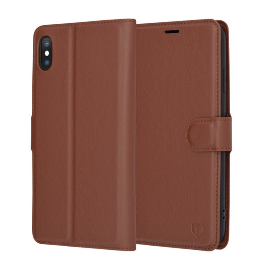 Funda para Apple iPhone XS Max, Techsuit, Leather Folio, Marrón