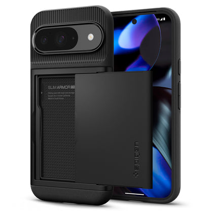 Funda para Google Pixel 9/9 Pro, Spigen, Slim Armor CS, Negro ACS07695 