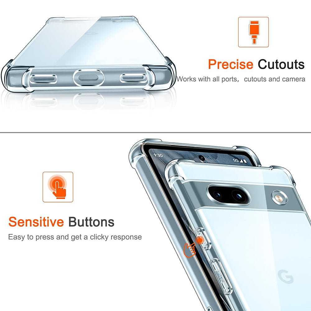 Funda para Google Pixel 7a, Techsuit, Antigolpes Transparente, Transparente