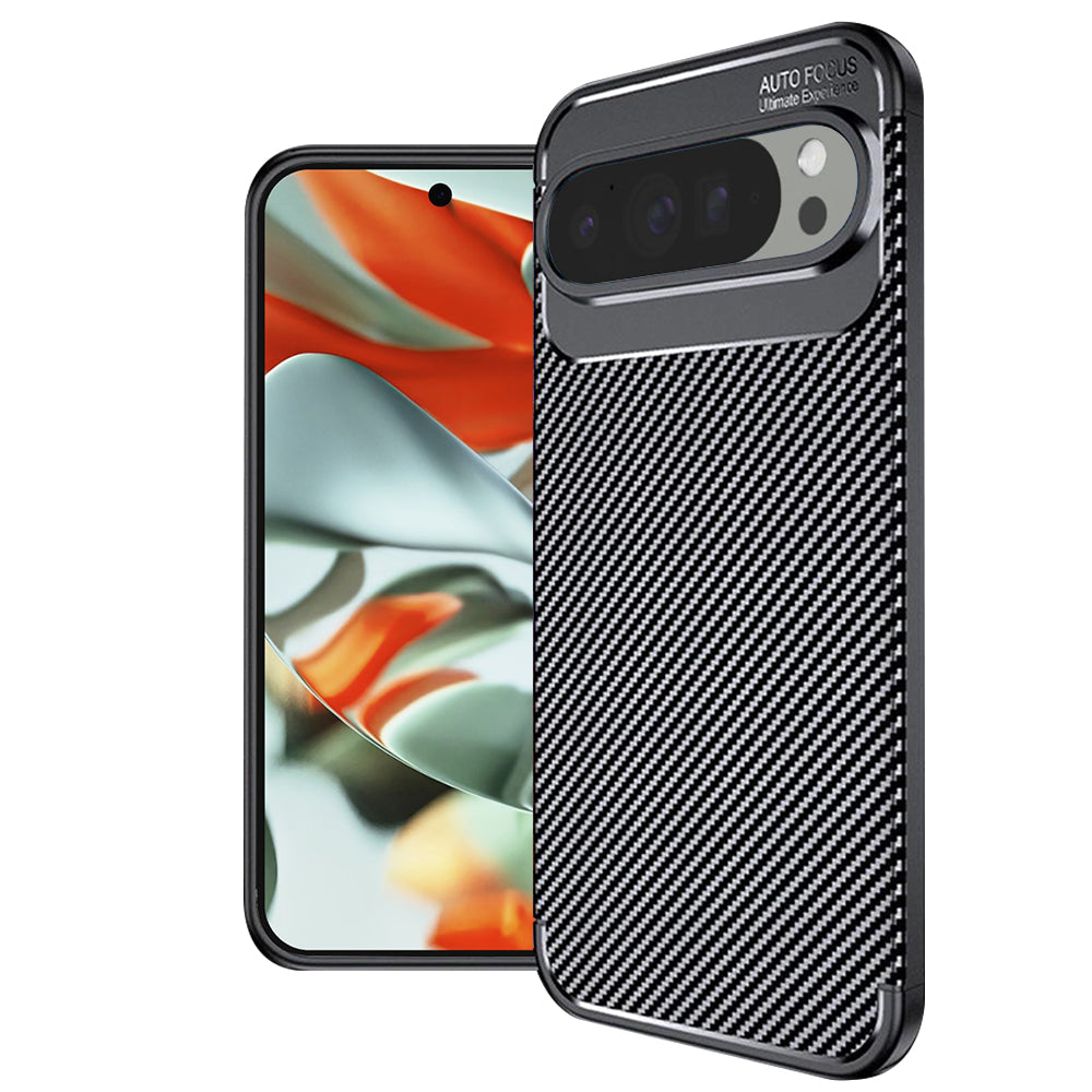 Funda para Google Pixel 9 Pro XL, Techsuit, Fibra de Carbon, Negra