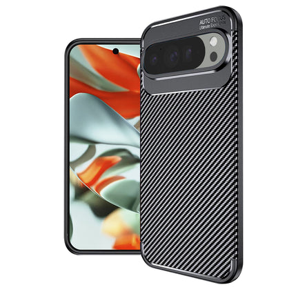 Funda para Google Pixel 9 Pro XL, Techsuit, Fibra de Carbon, Negra