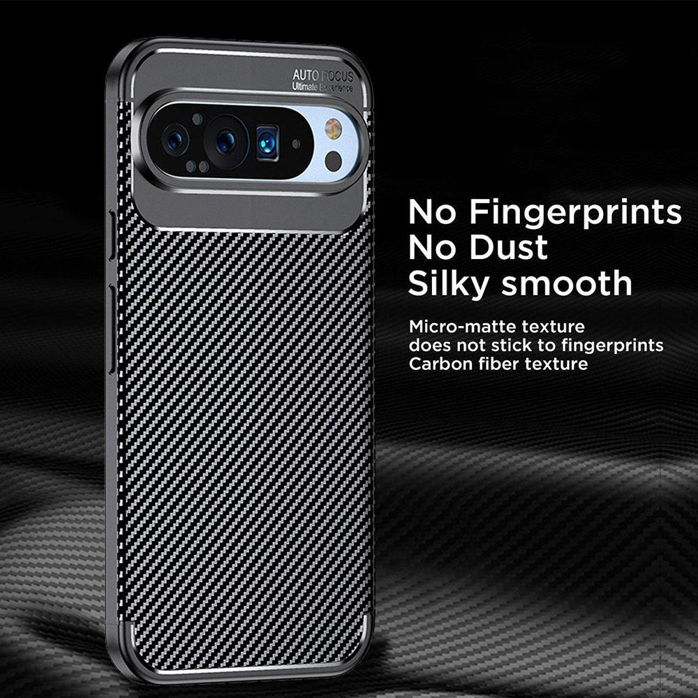 Funda para Google Pixel 9 Pro XL, Techsuit, Fibra de Carbon, Negra