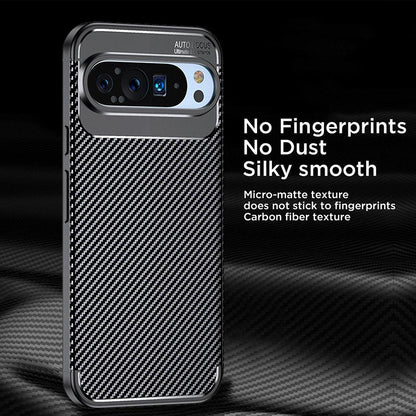 Funda para Google Pixel 9 Pro XL, Techsuit, Fibra de Carbon, Negra