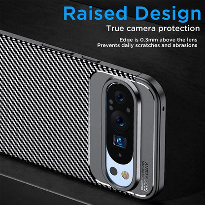 Funda para Google Pixel 9 Pro XL, Techsuit, Fibra de Carbon, Negra