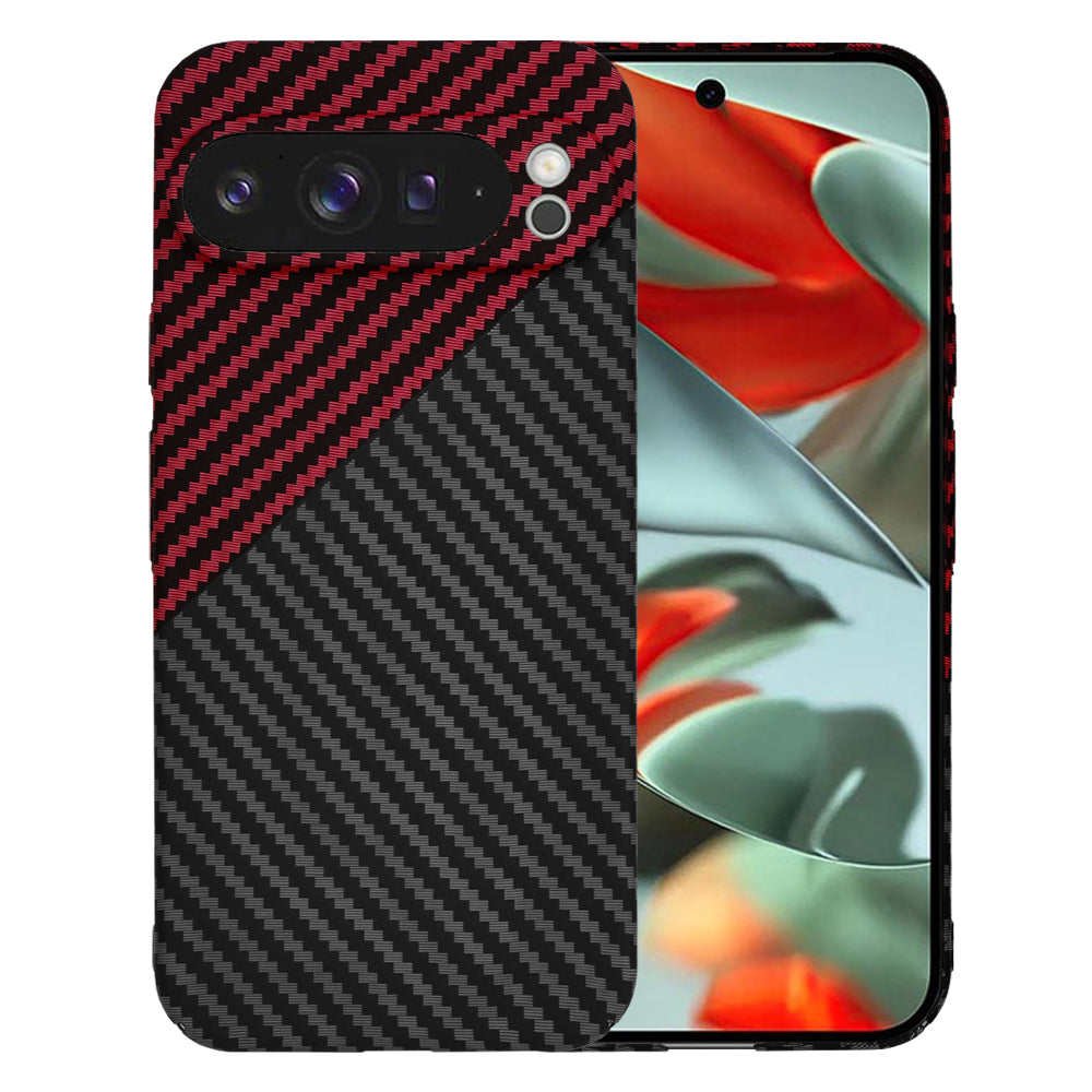 Funda para Google Pixel 9 Pro XL, Techsuit, Carbonite FiberShell, Negra Roja