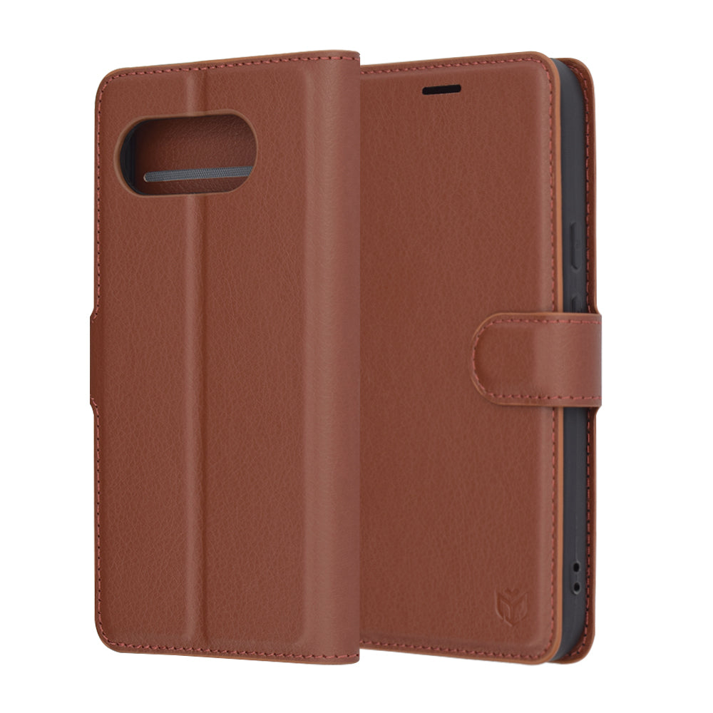 Funda para Google Pixel 9a, Techsuit, Leather Folio, Marrón
