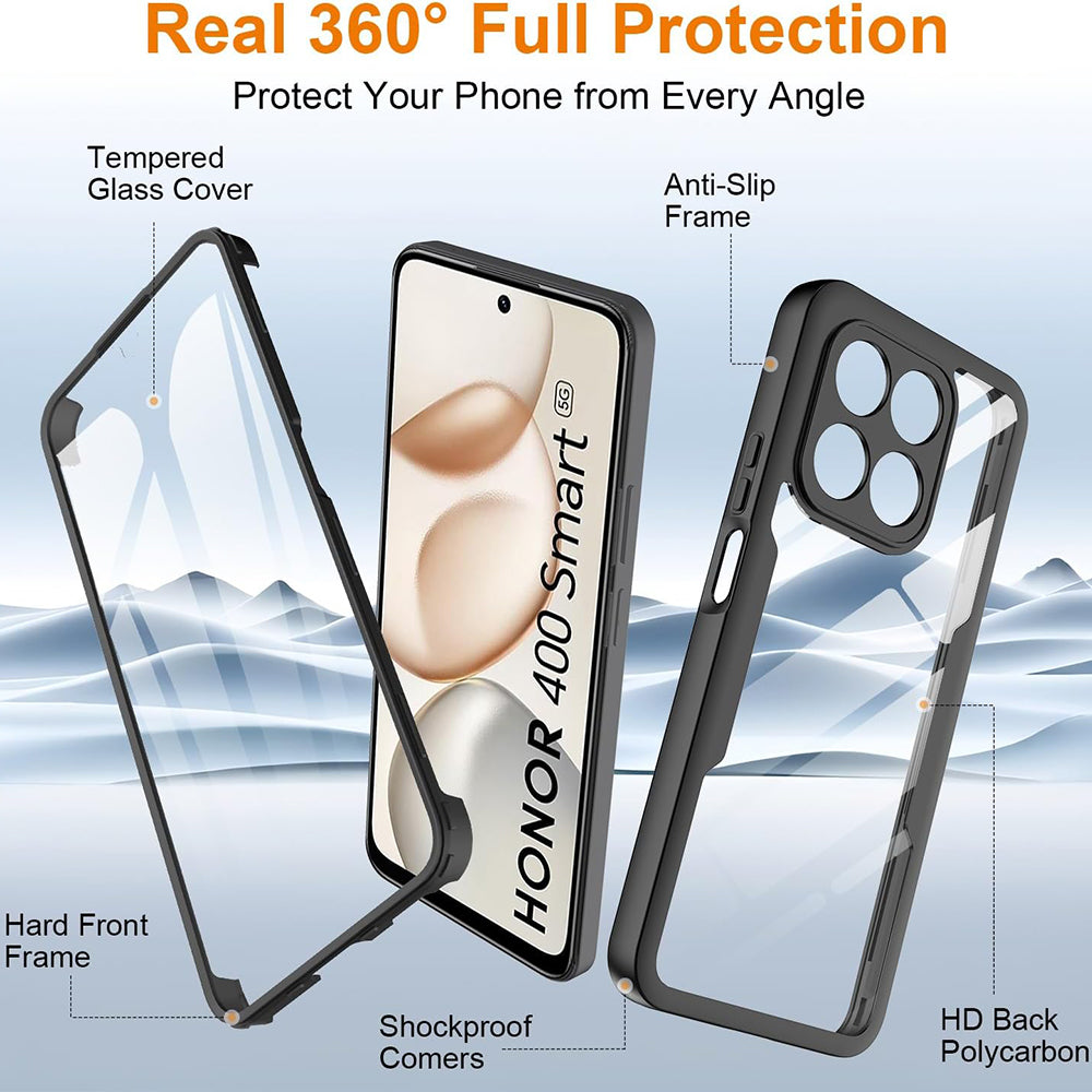 Funda para Honor 400 Smart 4G / X7d 4G / 400 Smart 5G, Techsuit, ColorVerse 360, Negra