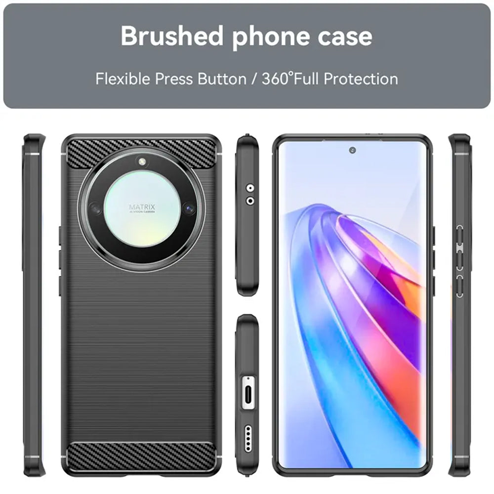 Funda para Honor Magic5 Lite, Techsuit, Carbono, Negra