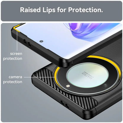 Funda para Honor Magic5 Lite, Techsuit, Carbono, Negra