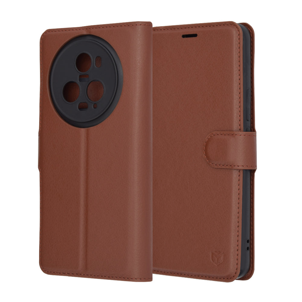 Funda para Honor Magic5 Pro, Techsuit, Leather Folio, Marrón