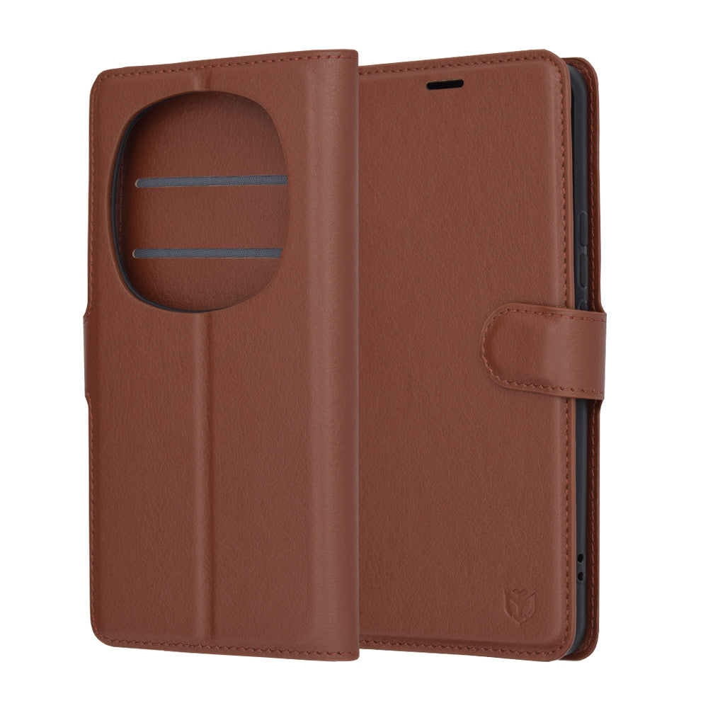 Case for Honor Magic6 Pro, Techsuit, Leather Folio, Brown
