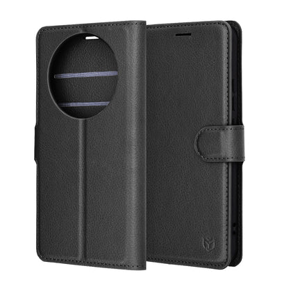Case for Honor Magic8 Lite, Techsuit, Leather Folio, Black
