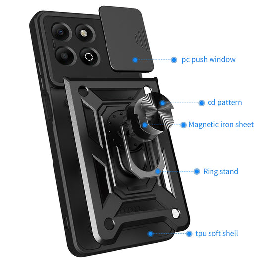 Funda para Honor X6b, Techsuit, CamShield, Negra