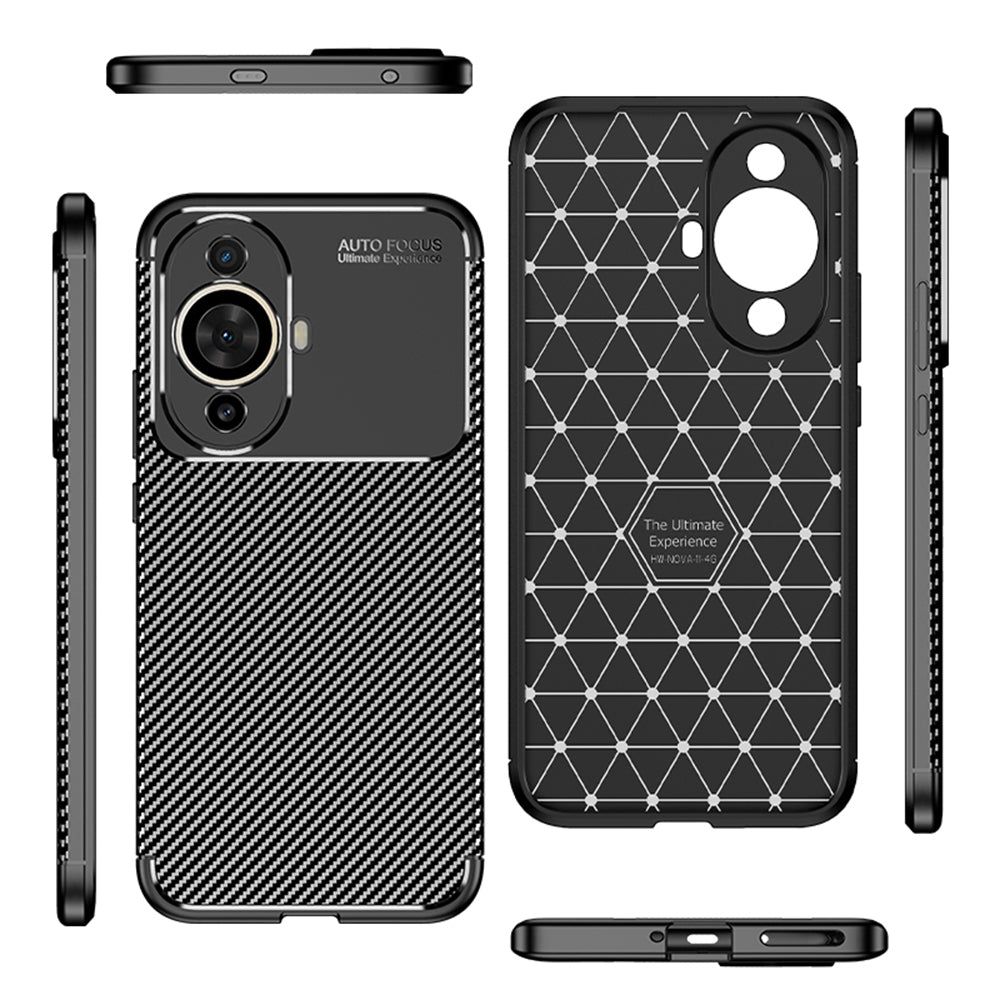 Funda para Huawei nova 12s / nova 11, Techsuit, Fibra de Carbon, Negra
