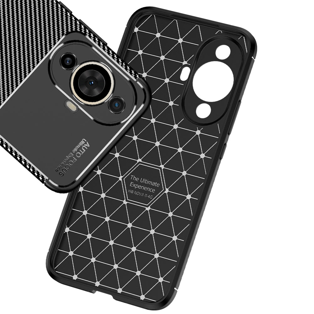 Funda para Huawei nova 12s / nova 11, Techsuit, Fibra de Carbon, Negra