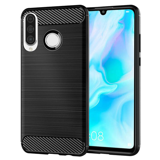 Funda para Huawei P30 lite New Edition / P30 lite, Techsuit, Carbono, Negra