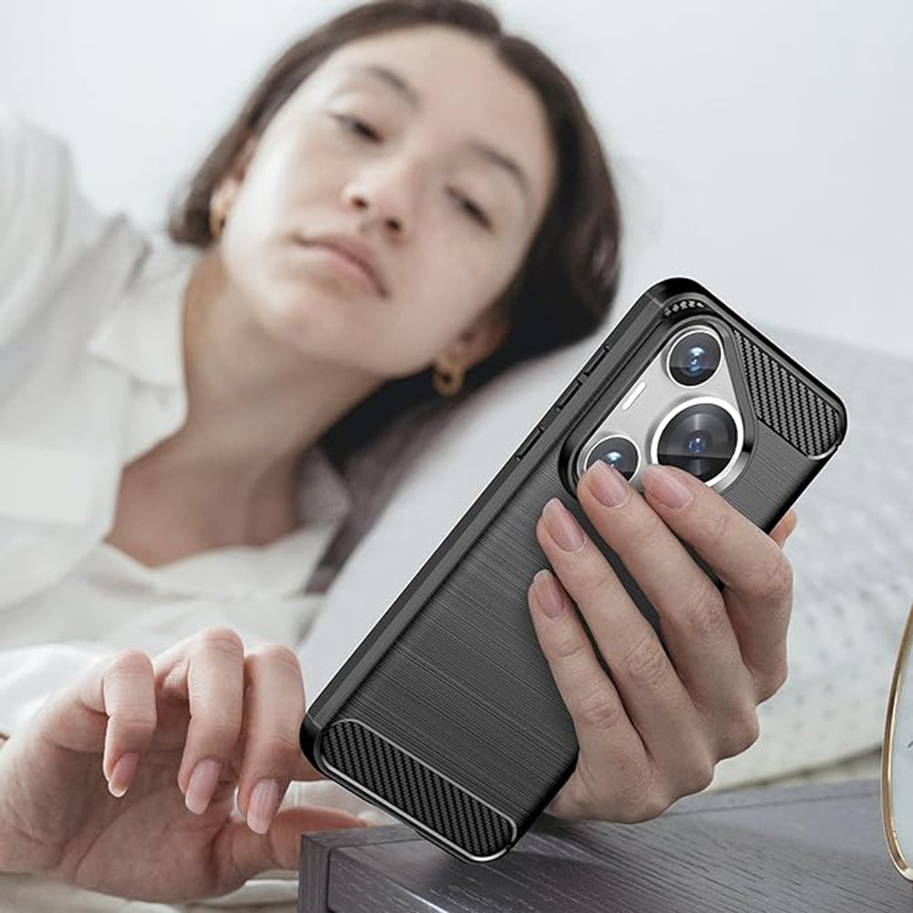Funda para Huawei Pura 70 Pro, Techsuit, Carbono, Negra