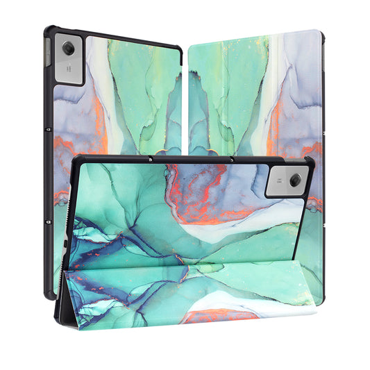 Funda para Lenovo Idea Tab Plus, Techsuit, FoldPro Green Time, Multicolor.