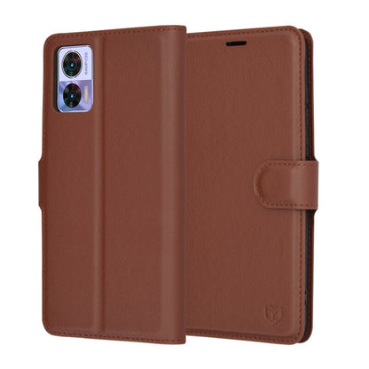 Funda para Motorola Edge 30 Neo, Techsuit, Leather Folio, Marrón