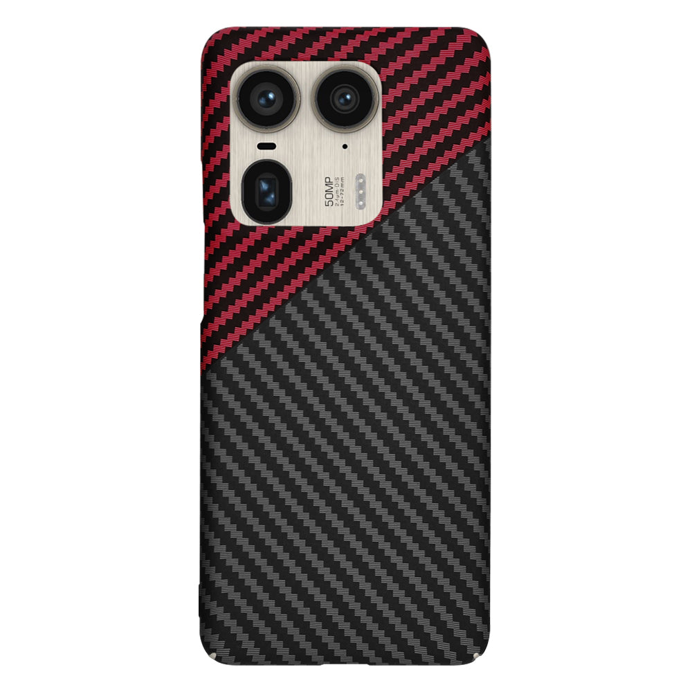Funda para Motorola Edge 50 Ultra, Techsuit, Carbonite FiberShell, Negra Roja