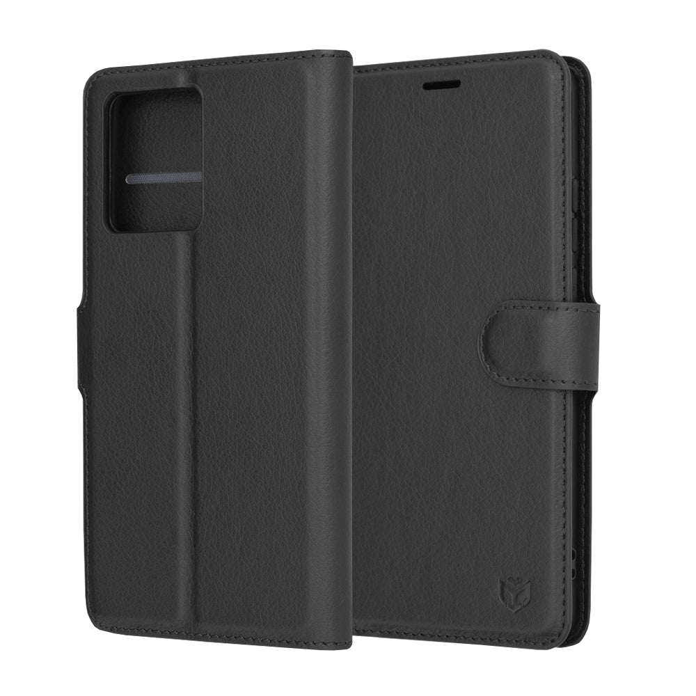 Funda para Motorola Moto G86, Techsuit, Leather Folio, Negra