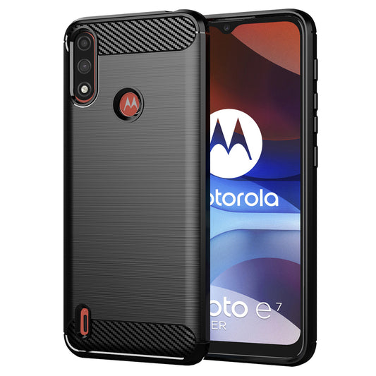 Funda para Motorola Moto E7i Power / E7 Power, Techsuit, Carbono, Negra