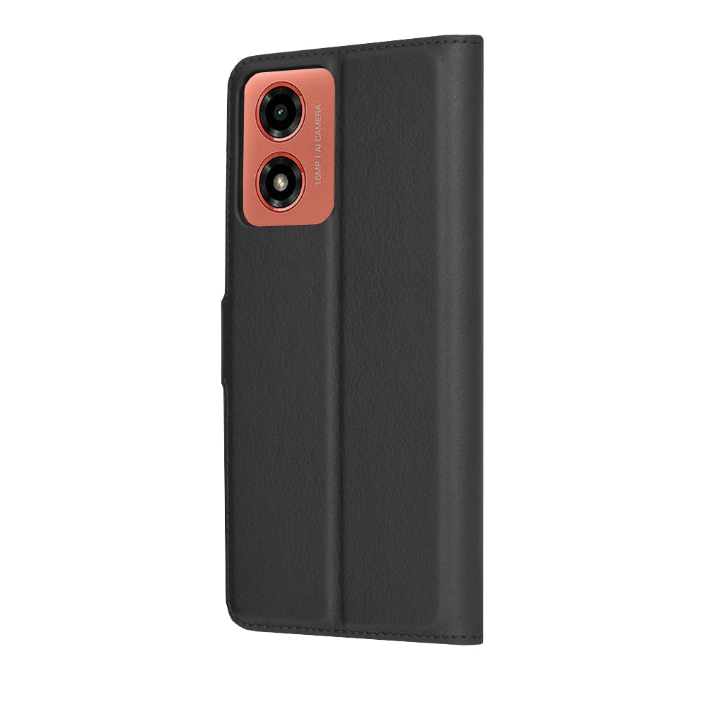 Funda para Motorola Moto G04s / E14 / G04 / G24, Techsuit, Folio de cuero, Negra