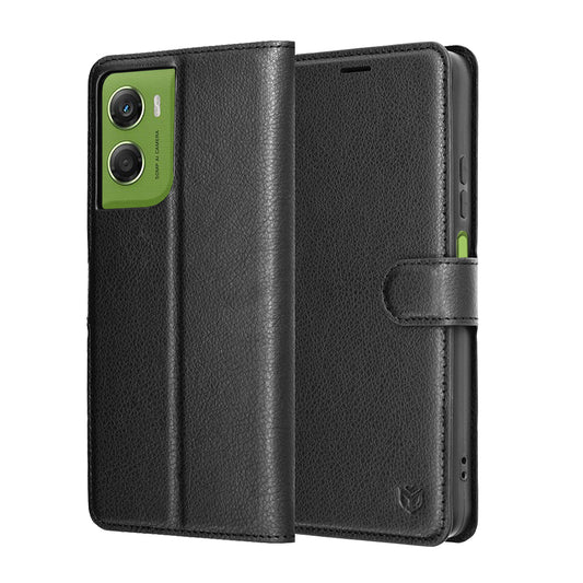 Funda para Motorola Moto G06, Techsuit, Leather Folio, Negra